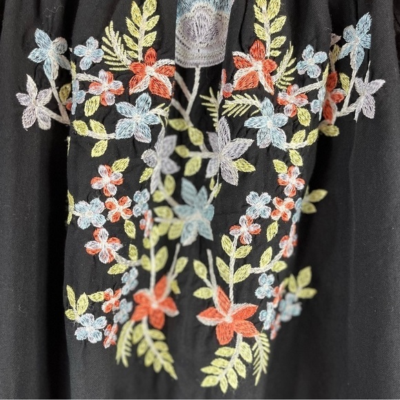 FREE PEOPLE Flour Du Jour Black Heavily Embroidered Floral Shift Dress Size XS - Picture 14 of 16